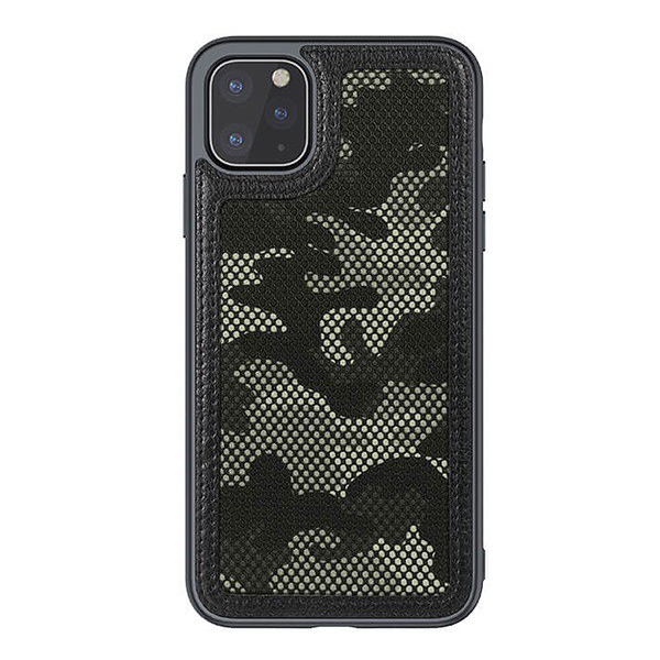 NILLKIN CAMO műanyag telefonvédő (bőr hatású, kamera védelem, terep minta) FEKETE [Apple iPhone 11 Pro Max] (5996457909988)