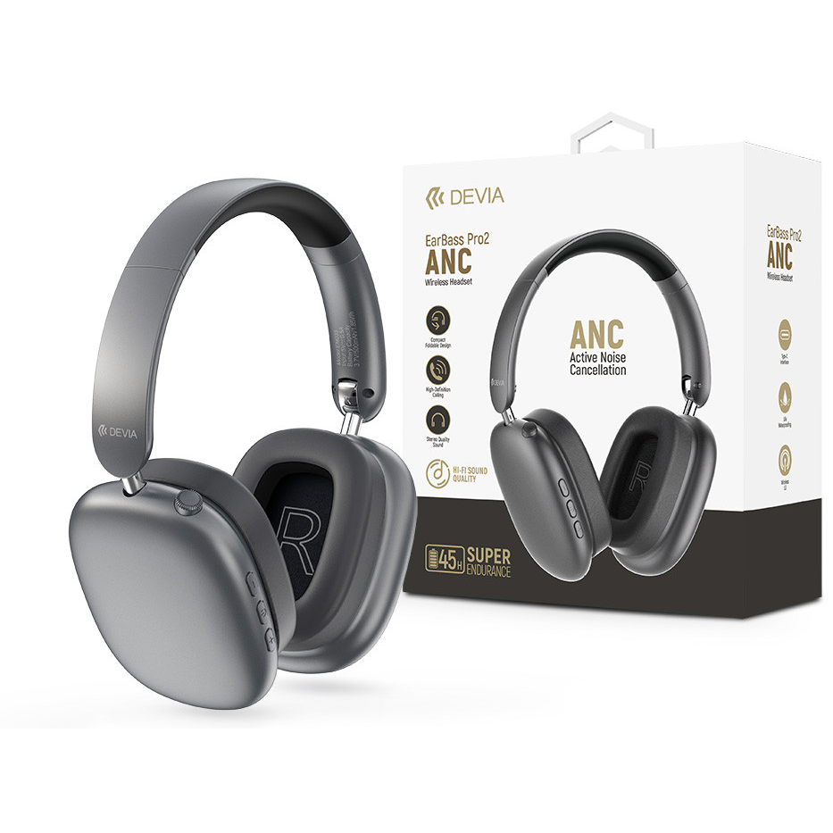 Слушалки Devia EarBass Pro2 — ST121836, сиви