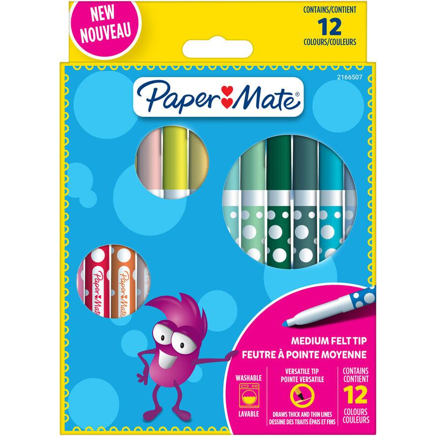 PAPER MATE Filzstifte Kids Colouring Bunt 12er M Blister (2166507) (2166507)