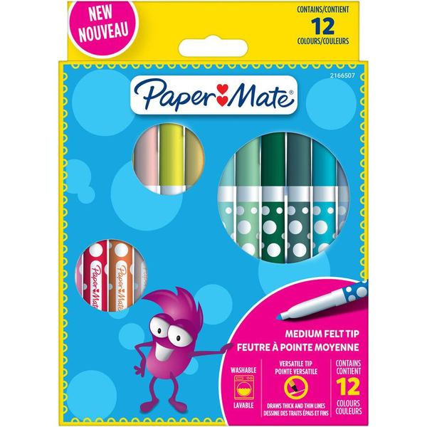 PAPER MATE Filzstifte Kids Colouring Bunt 12er M Blister