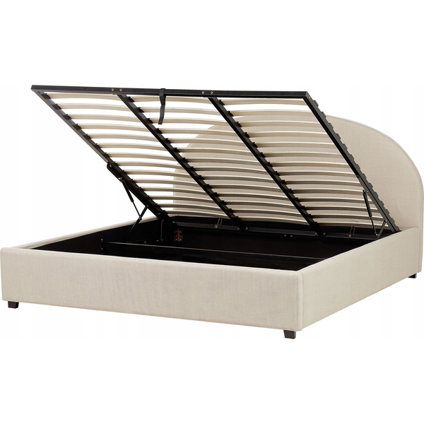 Cama Con Almacenaje De Poliéster Beige 180 X 200 Cm Otomana Vaucluse - Beige