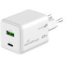 MediaRange Ladegerät 43W 2-Port 1x USB-A/1x USB-C GaN, weiß