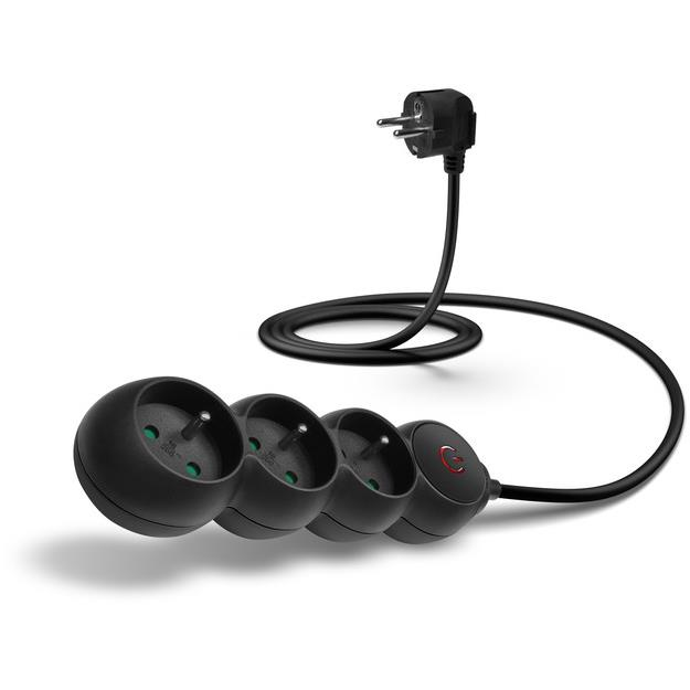 CONNECT IT hosszabbító 230 V, 3 aljzat, 1,5 m, kapcsolóval, fekete (CES-1014-BK)