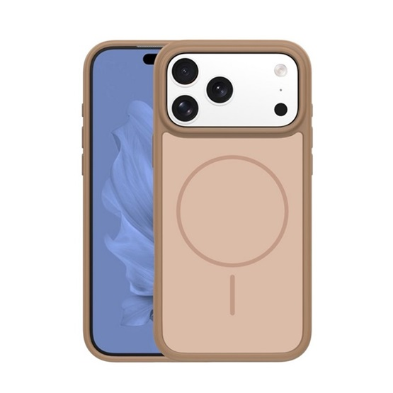 GIGAPACK Szilikon tok műanyag hátlap légpárnás sarok kameravédő MagSafe iPhone 17 Pro Max barna GP-181510