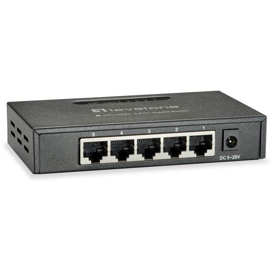 LevelOne GEU-0523 hálózati kapcsoló Beállítást nem igénylő (unmanaged) Gigabit Ethernet (10/100/1000) Fekete (GEU-0523)
