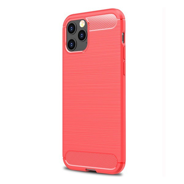 Szilikon telefonvédő (közepesen ütésálló, légpárnás sarok, szálcsiszolt, karbon minta) PIROS [Apple iPhone 12 Pro Max] (5996591012674)