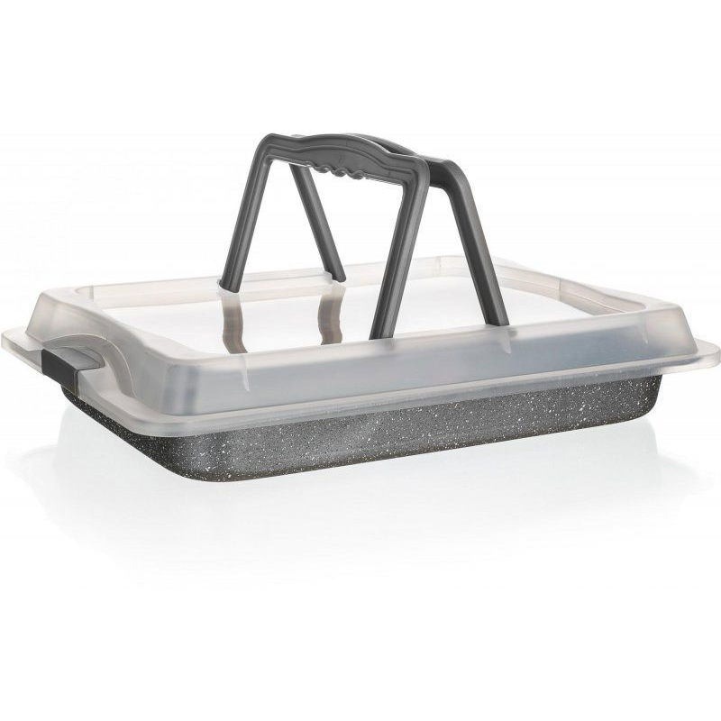 BANQUET Tepsi tapadásmentes felülettel GRANITE 42x29x4.5cm, fedővel (A12236)