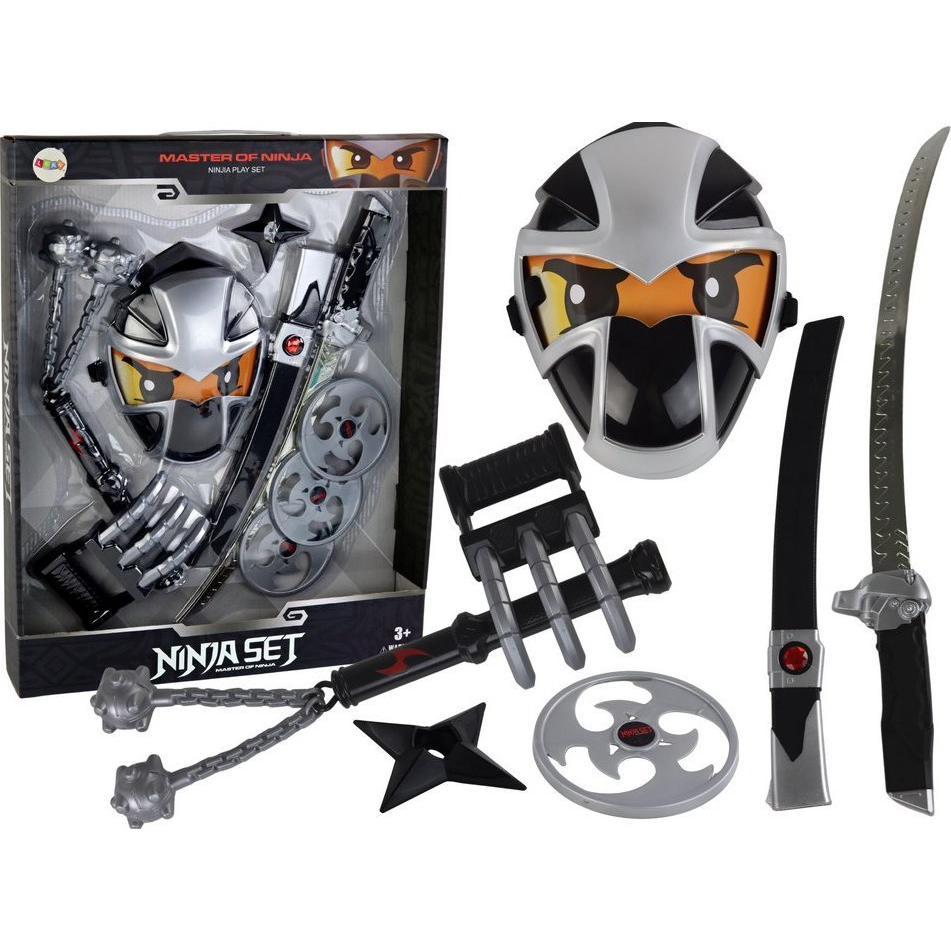 Lean Toys Ninja Harcos Készlet Kard Maszk Shuriken Korongok Karmok Ököl (17641)