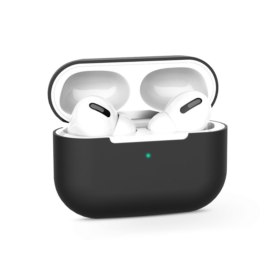 Szilikon védőtok Apple AirPods Pro 1/2 fülhallgatóhoz - fekete - ECO csomagolás (FN0513)
