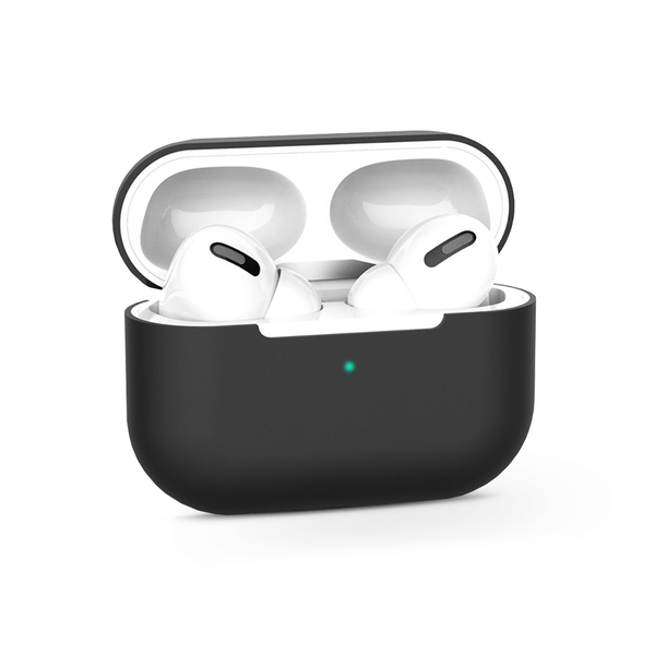 Szilikon védőtok Apple AirPods Pro 1/2 fülhallgatóhoz - fekete - ECO csomagolás