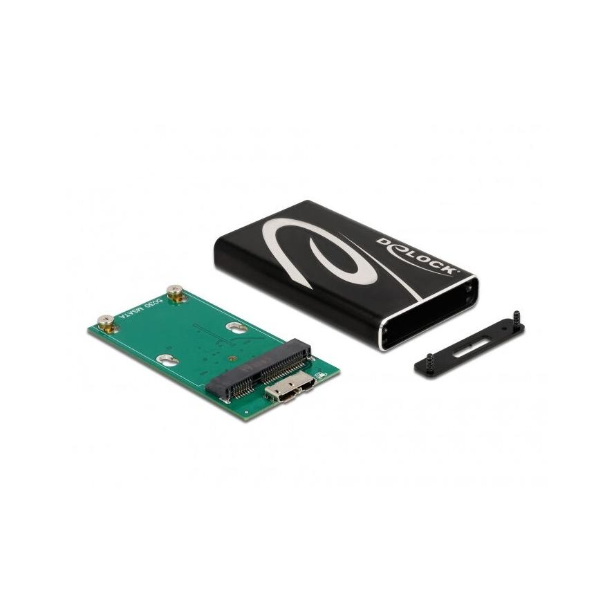 Delock 42006 SuperSpeed USB3.2 Micro-B - mSATA SSD külső ház