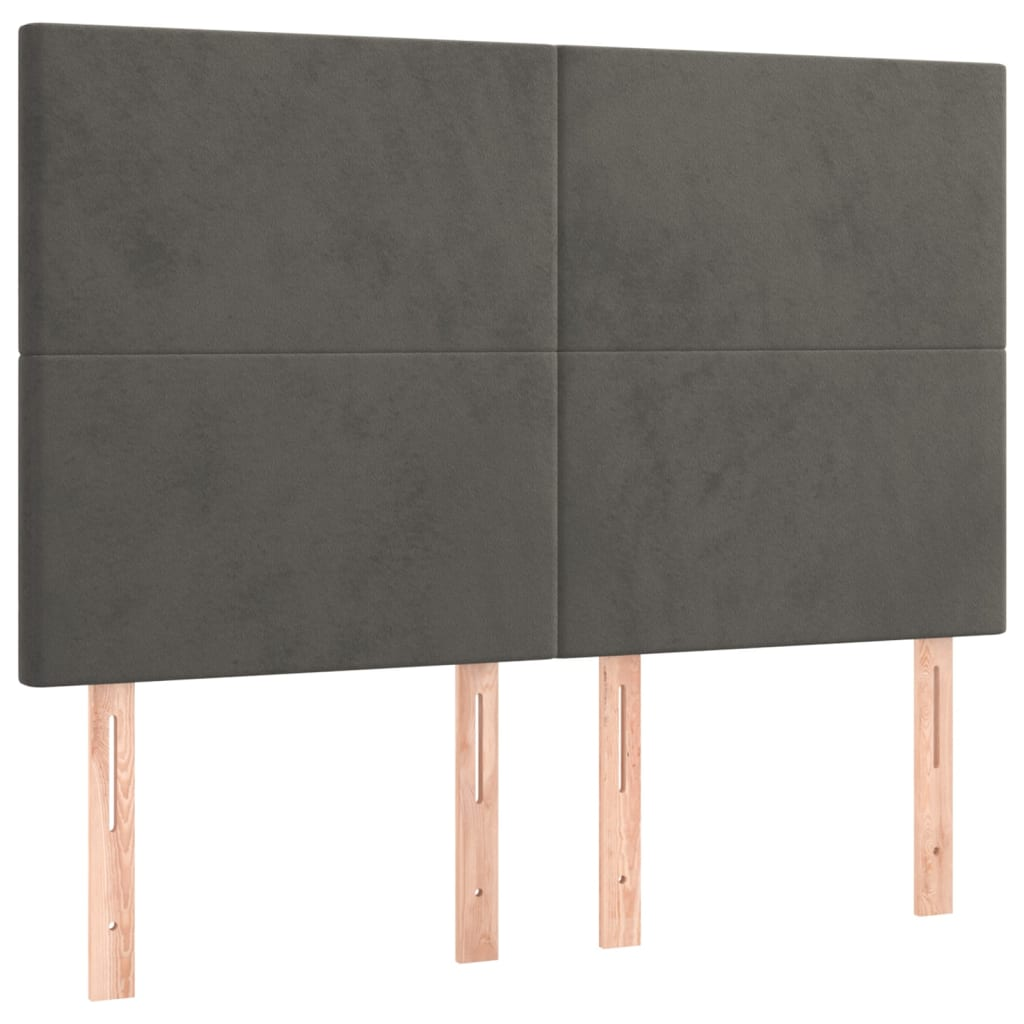 4 db sötétszürke bársony fejtámla 72 x 5 x 78/88 cm (3116101)