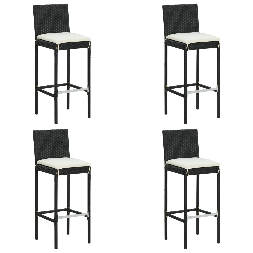 4 db fekete polyrattan kerti bárszék párnával (313437)