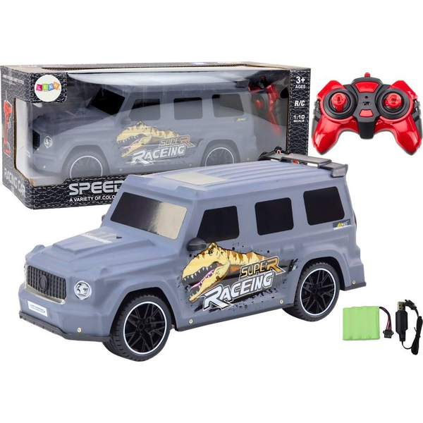 R/C Távirányítós Autó - Dinoszaurusszal, 1:10, Szürke