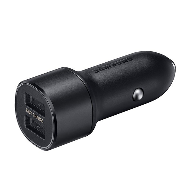 SAMSUNG autós töltő 2 USB aljzat (5V / 2000mA, 15W, gyorstöltés támogatás) FEKETE (EP-L1100NBEG)