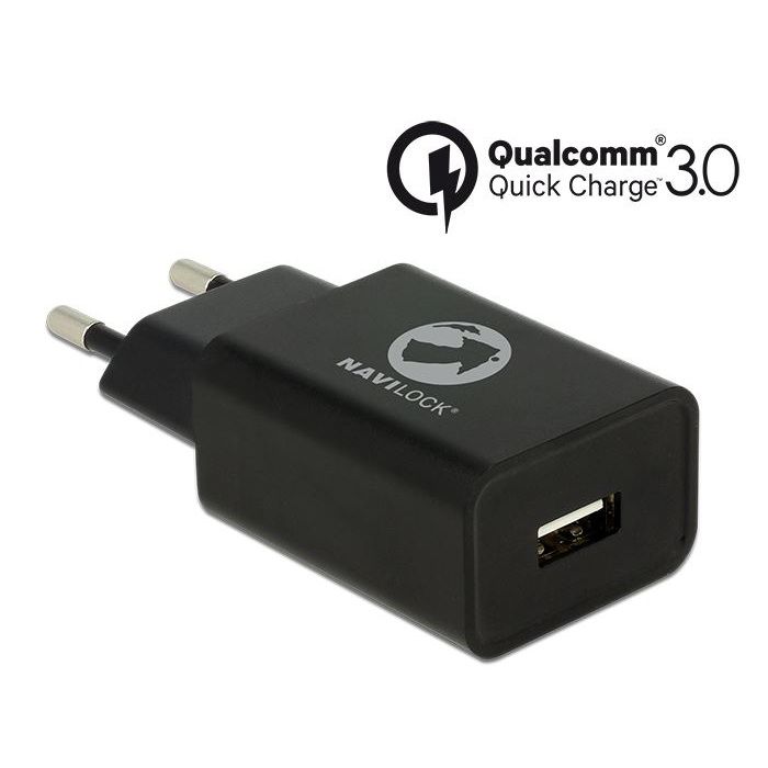 Navilock hálózati USB töltő QC3.0 fekete (62968) (Navilock62968)