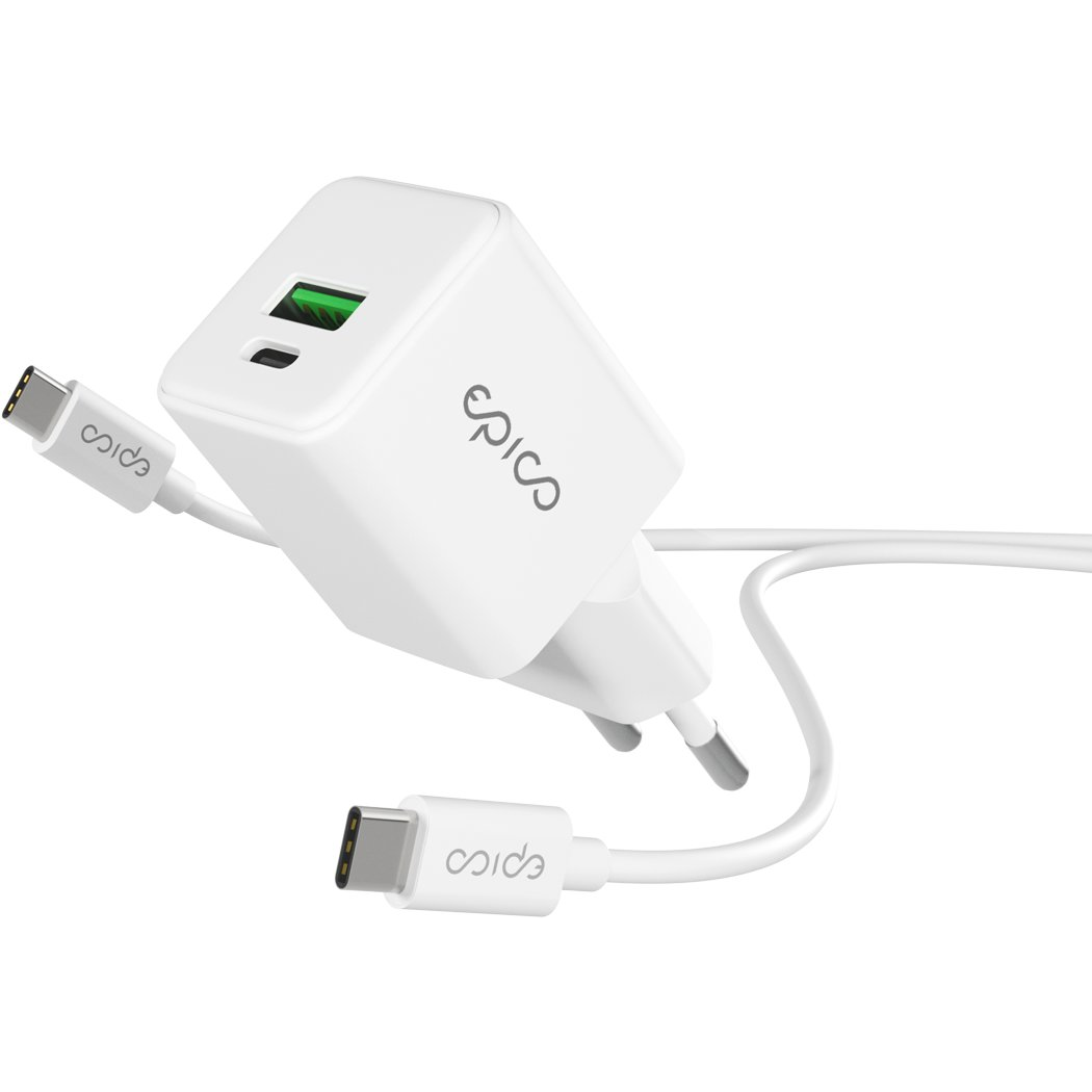 Epico UltraBoost EA10 20 W GaN töltőfej, 1,2 m USB-C to USB-C kábel - fehér (9915101100197)