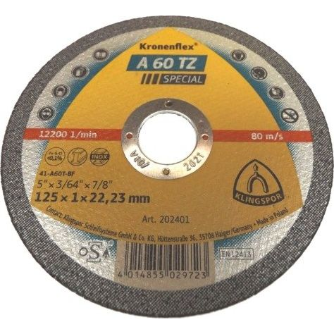  Klingspor tarcza do cięcia metalu 125mm x 1,0mm (202401)