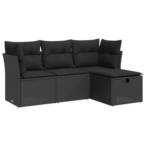  vidaXL vidaXL 4-cz. zestaw wypoczynkowy do ogrodu, poduszki, czarny rattan PE