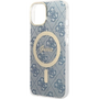 Case Cover Guess 4G Print Magsafe + Безжично зарядно за iPhone 14 Blue