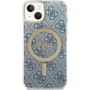 Case Cover Guess 4G Print Magsafe + Безжично зарядно за iPhone 14 Blue