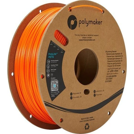 Polymaker PB01009 PolyLite 3D nyomtatószál PETG hőálló, nagy szakítószilárdság 1.75 mm 1000 g Narancs 1 db