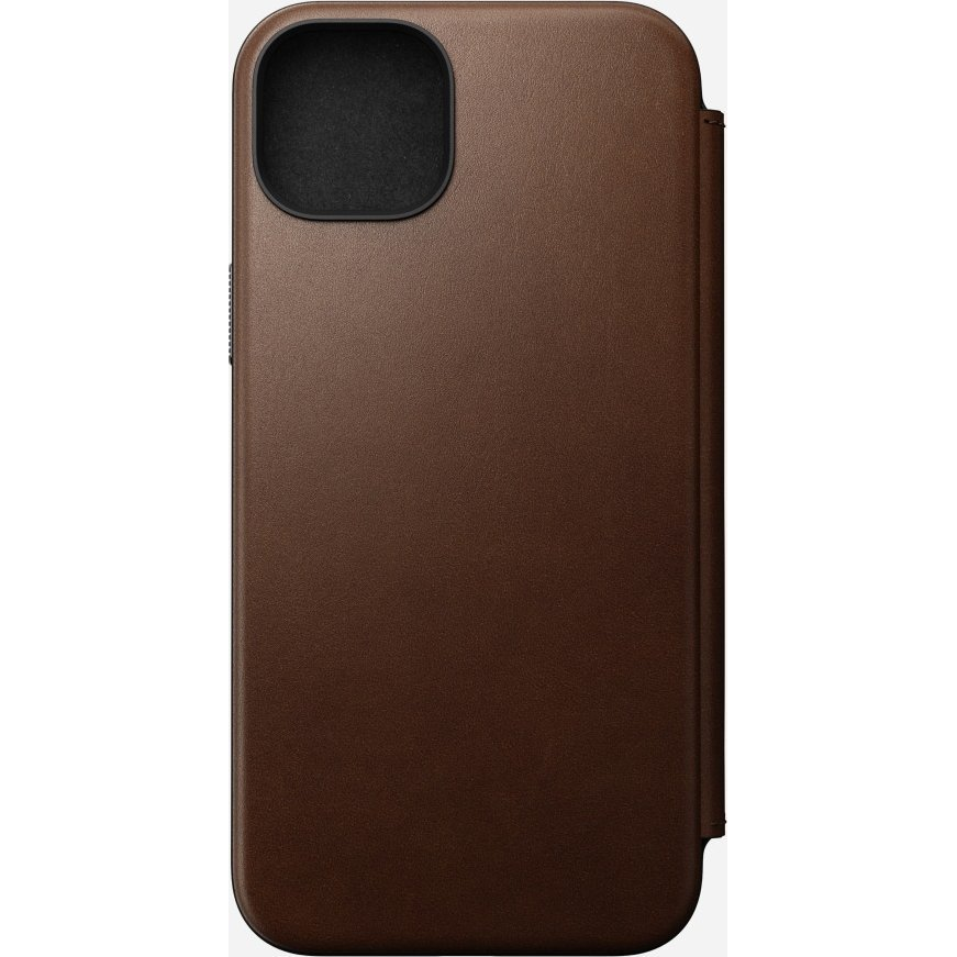 Nomad Modern Leather Folio iPhone 15 Plus flip tok, barna (NM01625285)