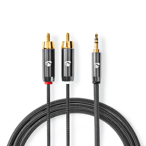 Nedis JACK - RCA Sztereó audiokábel 1.0m (3.5mm jack apa - 2xRCA apa)