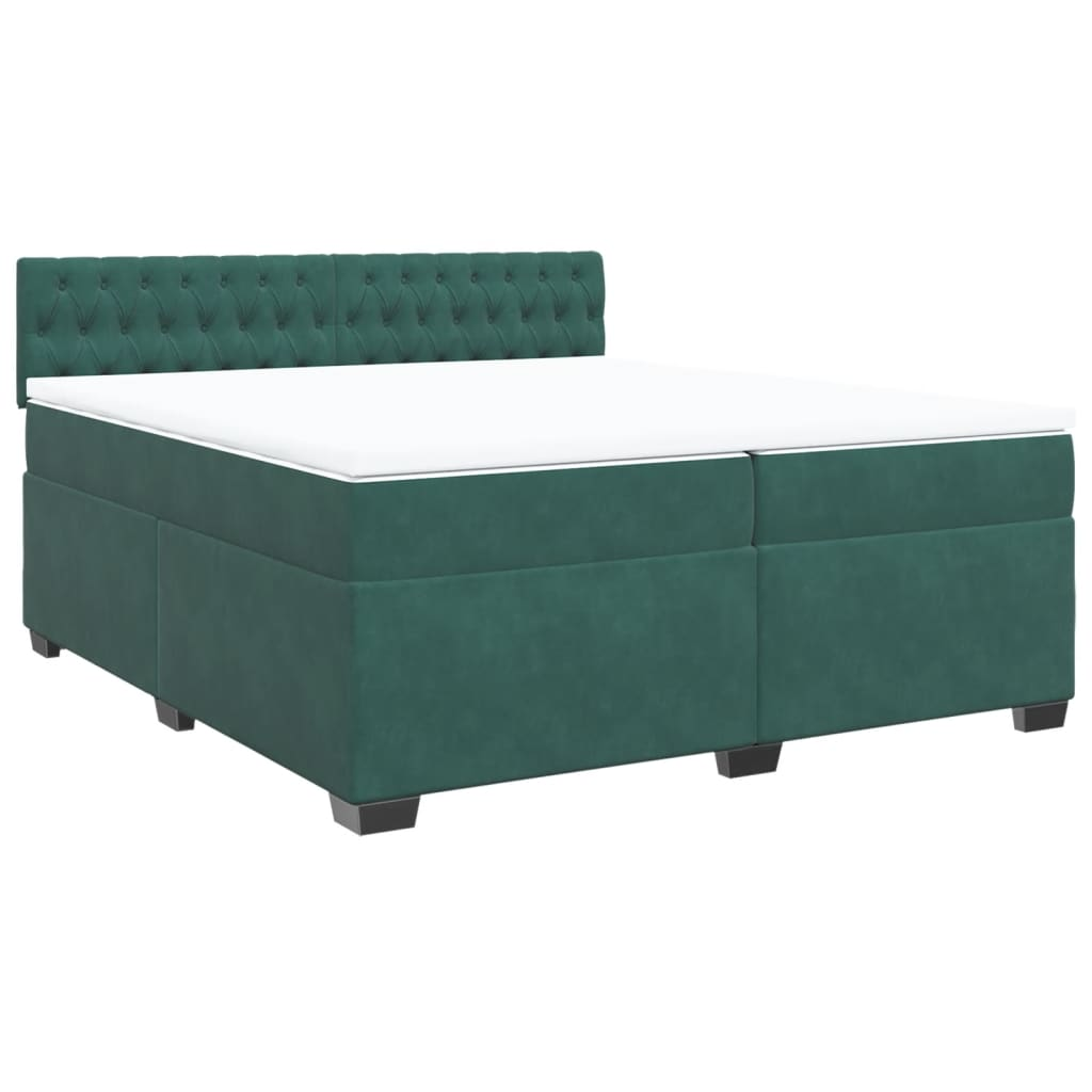 sötétzöld bársony rugós ágy matraccal 200x200 cm (3286411)