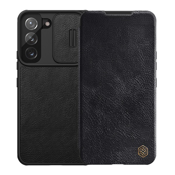 Samsung Galaxy S22 Plus 5G (Sm-S906) Nillkin Qin Pro Case Standing, Leather Effect (Flip, Side Opening, Bank Card Holder, Camera Protection) Черен
