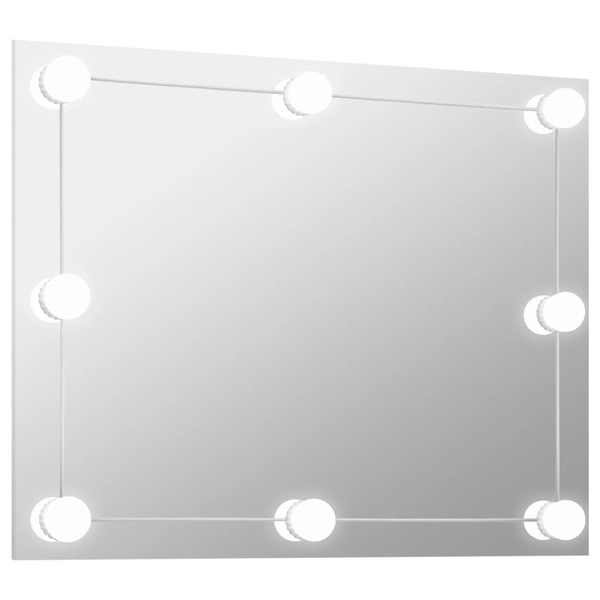 Стенно огледало без рамка vidaXL, с LED лампи, правоъгълно, стъкло, 4.87 Kg