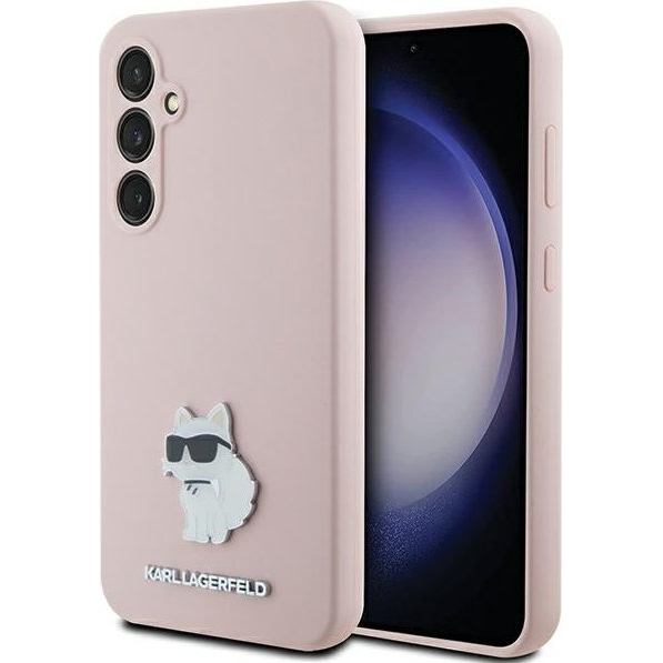 Karl Lagerfeld Liquid Silicone Metal Choupette Samsung Galaxy S23 FE hátlap tok, rózsaszin (KLD1864)