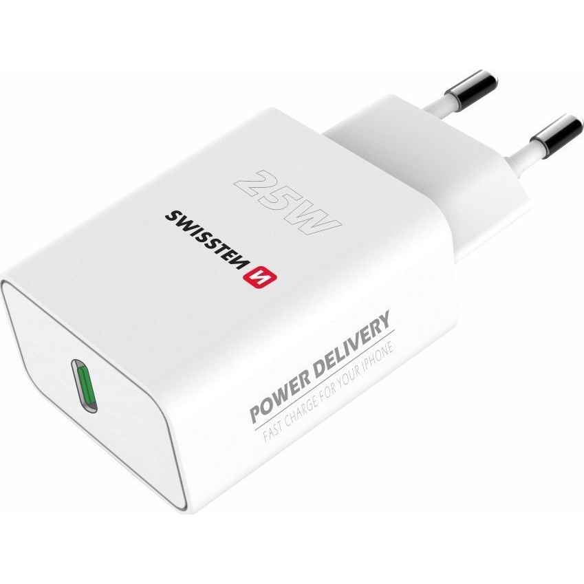 Swissten 22060300 USB-C Hálózati Töltő Adapter 25W - Fehér (22060300)