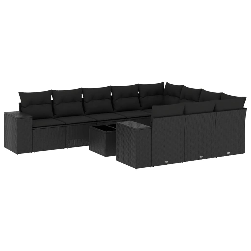 11 részes fekete polyrattan kerti ülőgarnitúra párnákkal (3223094)