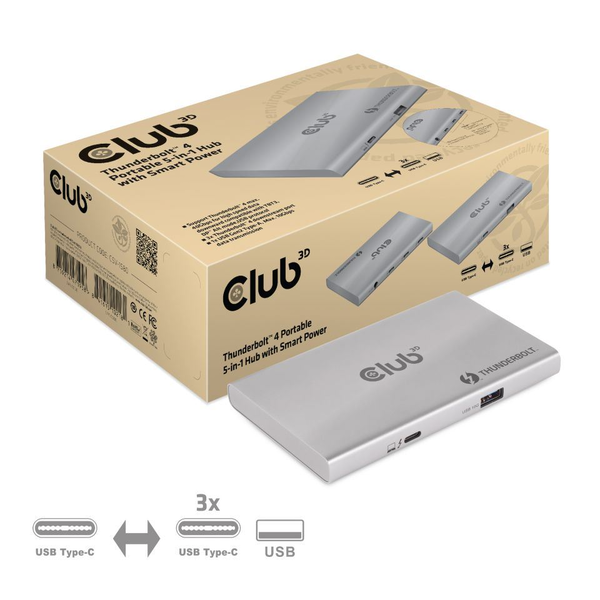 CLUB3D CSV-1580 laptop dock & poortreplicator Docking Thunderbolt 4 Zilver