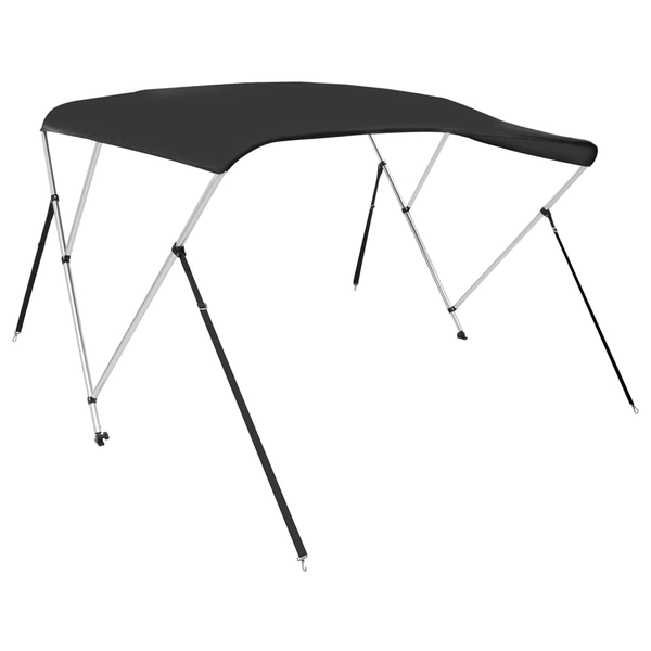 Parasolar barcă Bimini cu 3 arcuri, negru, 183x160x137 cm