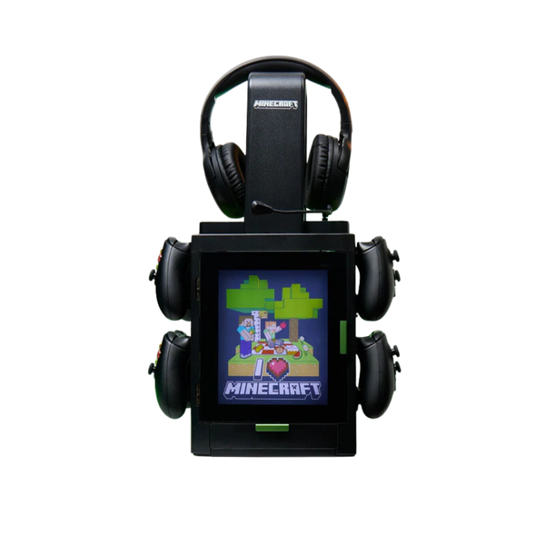 Numskull PS5/XBOX Series Minecraft játéktartó szekrényes állvány LED világítással - Fekete