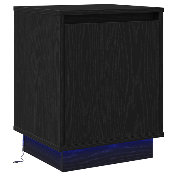 Noptieră cu lumini LED Neagră 39x34,5x50 cm