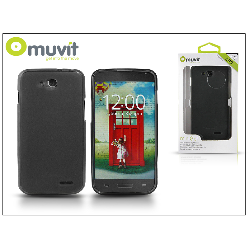 LG L90 D405 hátlap - Muvit miniGel - füst fekete (I-MUSKI0337)