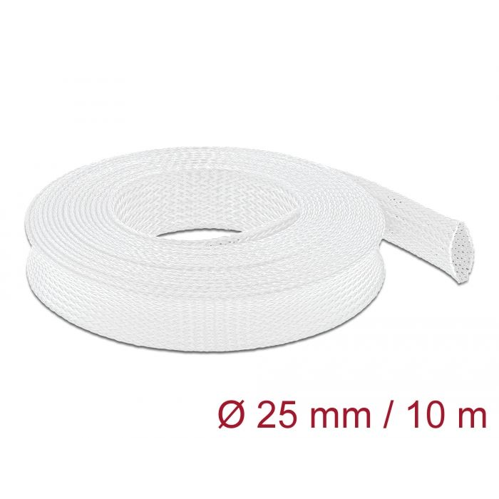 Delock fonott kábelharisnya nyújtható 10m x 25mm fehér (20806) (delock20806)