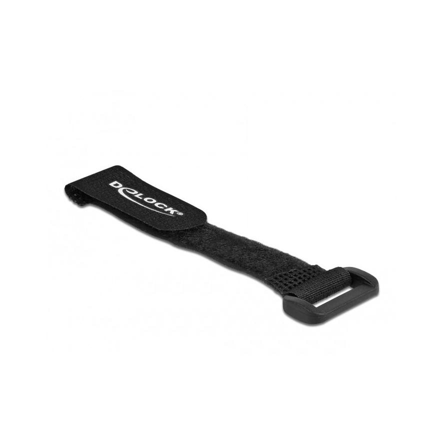 Delock Befűzős kábelkötegelő tépőzárral hossza 280 mm, szélessége 38 mm, 3 db. Fekete (19534)