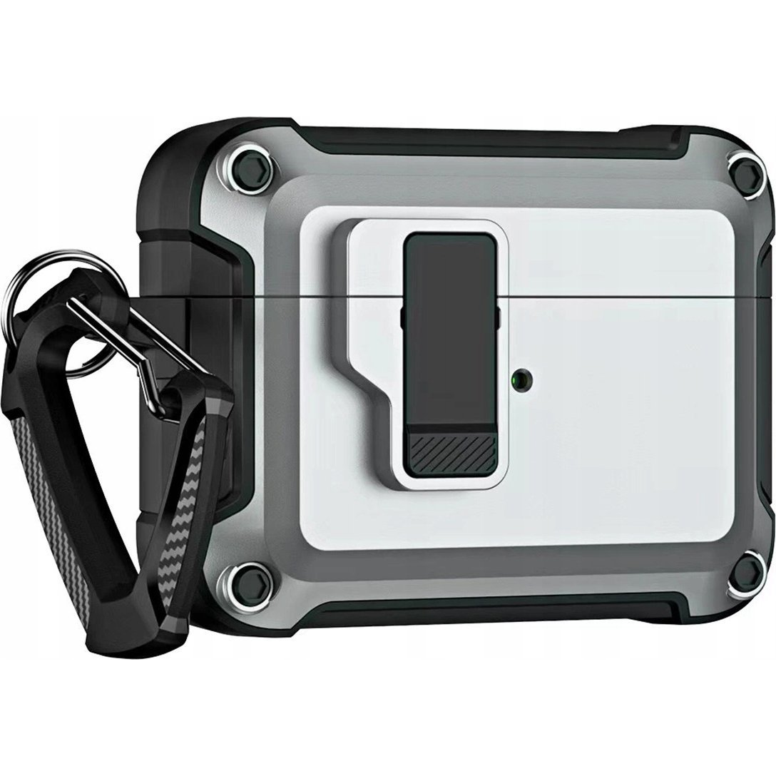 Pro Armor tok karabínerrel AirPods 4 - szürke (5907769365997)
