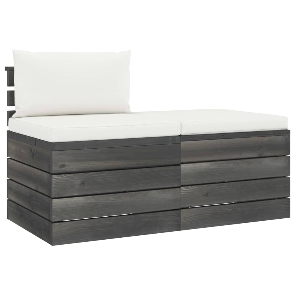 2 részes tömör fenyőfa kerti raklap-bútorgarnitúra párnákkal (3061673)