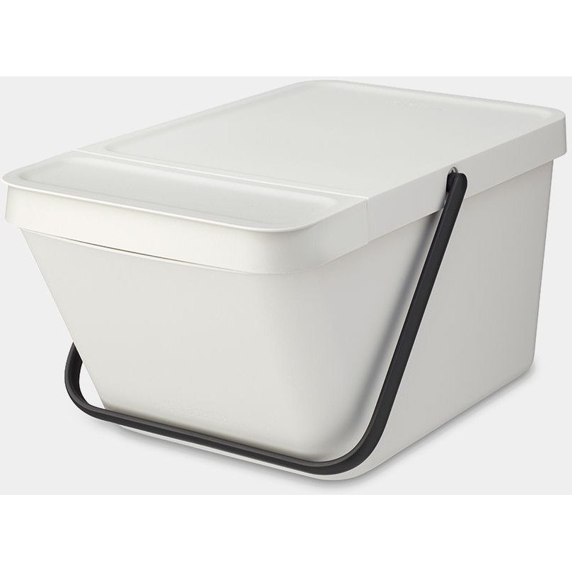 Brabantia Sort & Go Stackable Waste Bin halmozható hulladékgyűjtő felnyitható fedéllel, fogantyúval szelektív gyűjtéshez, 20L, világosszürke - 277702 (277702)