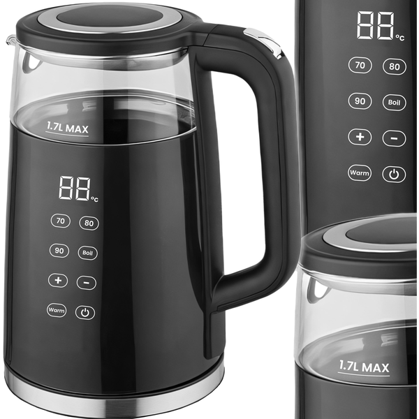 Fierbător electric Feel-Maestro 1,7 l, 2200 W, cu rezervor din sticlă
