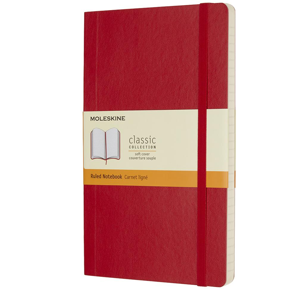 MOLESKINE L, puha borítóval, vonalas, piros (QP616F2)