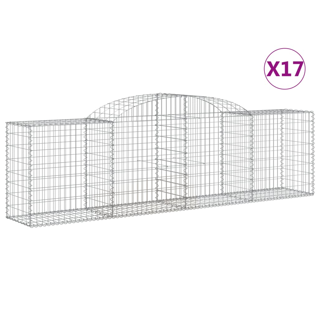 17 db íves horganyzott vas gabion kosár 300x50x80/100 cm (3146696)