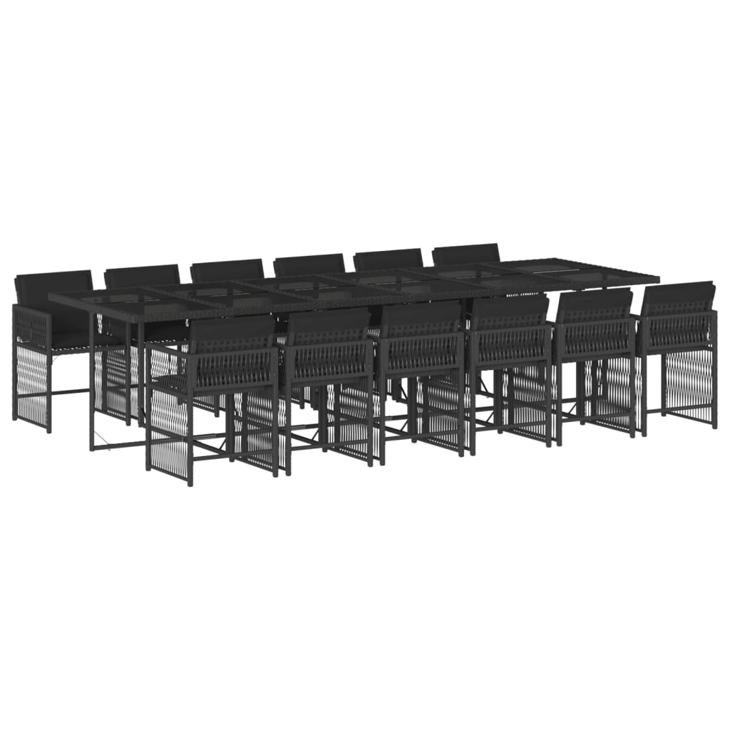 13 részes fekete polyrattan kerti ülőgarnitúra párnákkal (3211663)