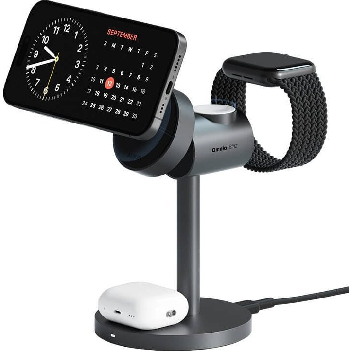 Wireless charger MagFusion 3 in 1 Aukey LC-MC311, 15W Qi2 (gray) (LC-MC311)