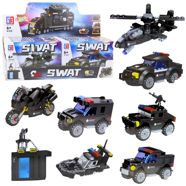 Építőkockák Járművek Szállítás Swat 2In1 92-117 db. 23584